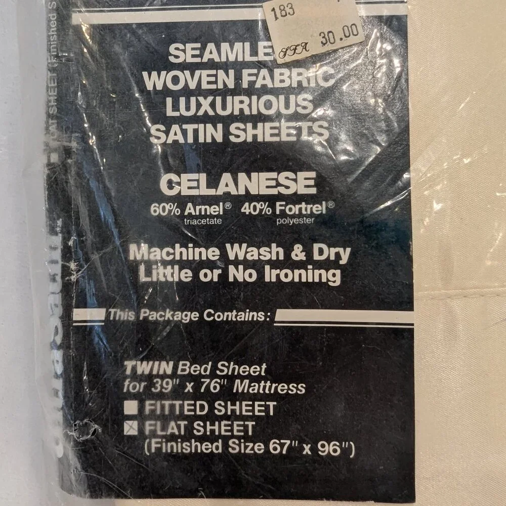 VINTAGE Ultra Satin Twin Sheet Cream Shiny Whisper Soft Mills Flat Sheet